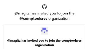 Screenshot of the email invitation to join the GitHub organization @comptoolsres